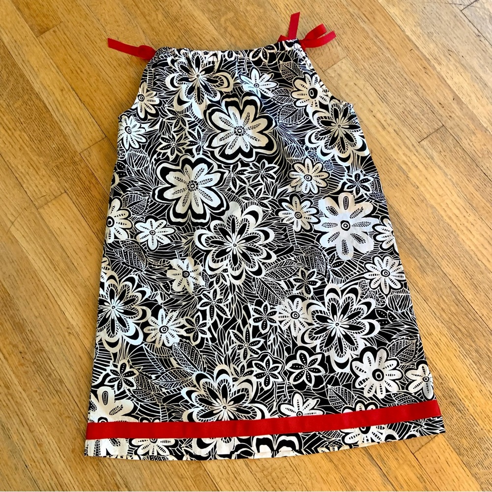 Hanna Andersson Black White Floral Pillow Case 100% Cotton Dress 140 US 10 - Picture 6 of 6